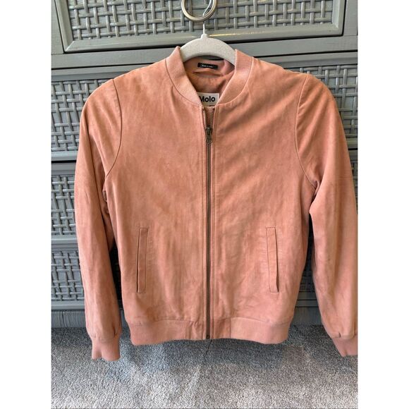 MOLO Haliva suede leather bomber jacket, Sz 152/ US 12, $310 G20 - Picture 3 of 9